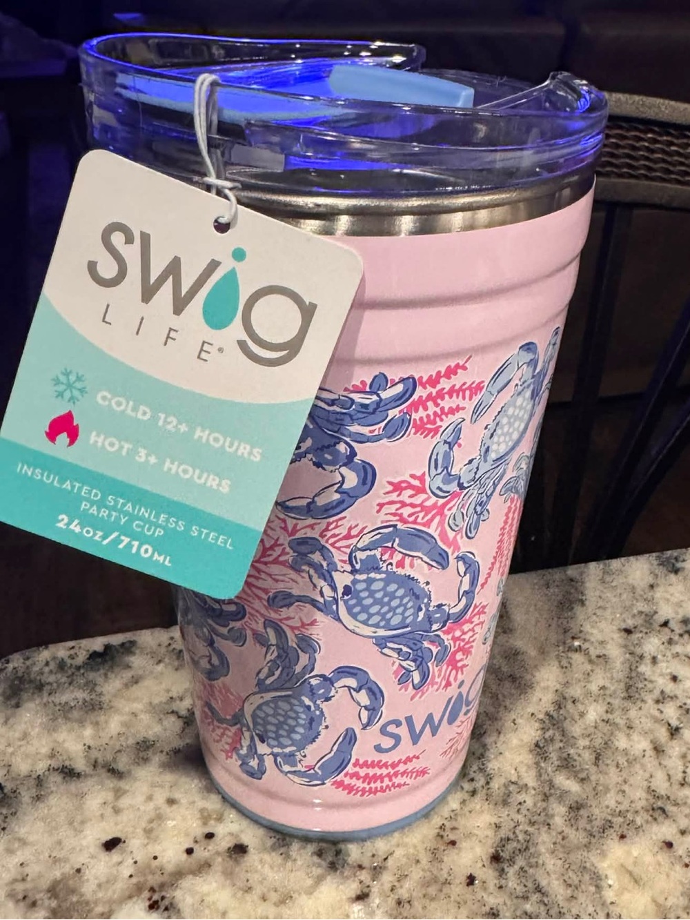 Swig Life Pink Crab Insulated Stainless Steel Tumbler - 24oz